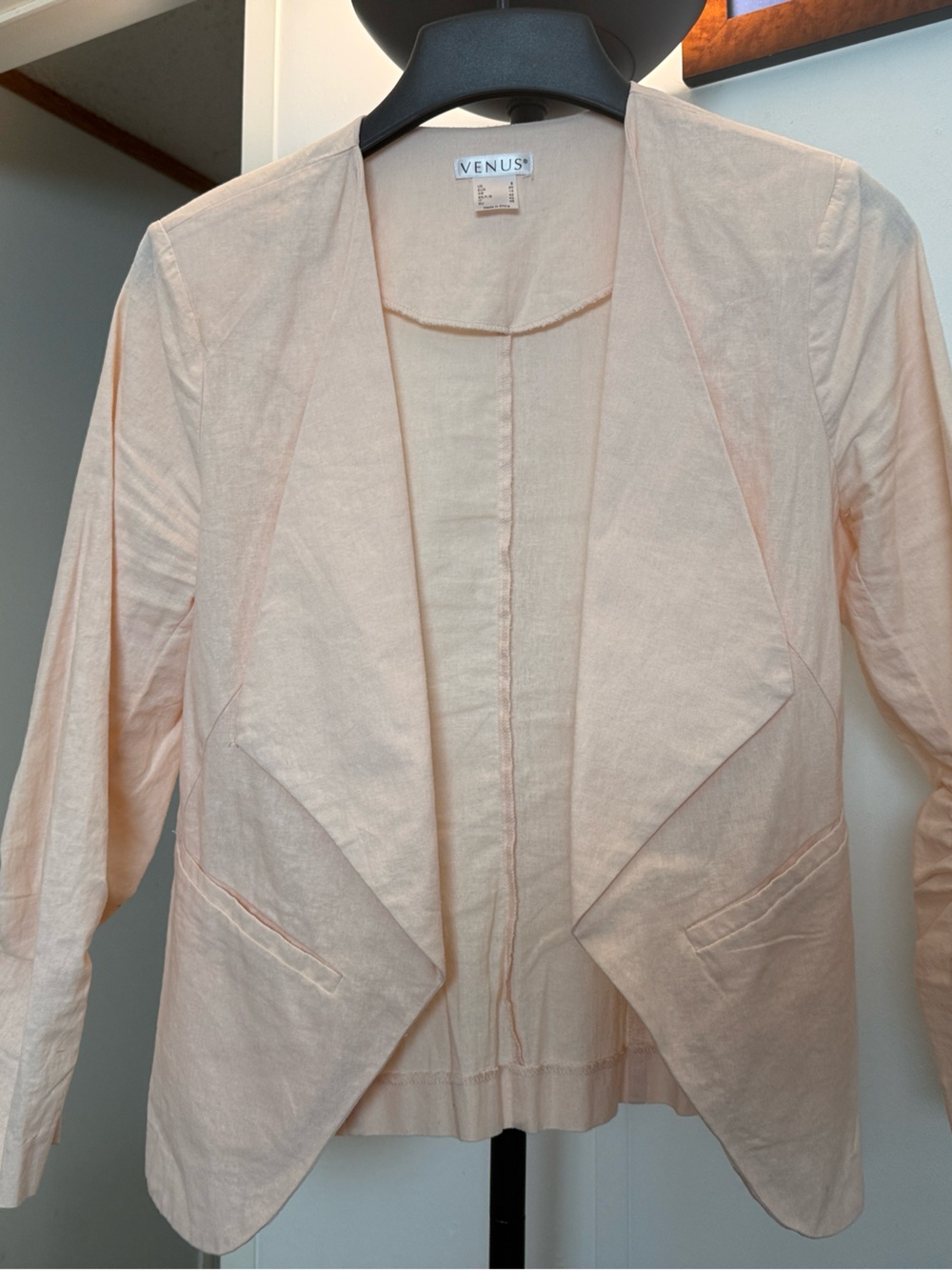 VENUS Peach Open-Front Lightweight Blazer
